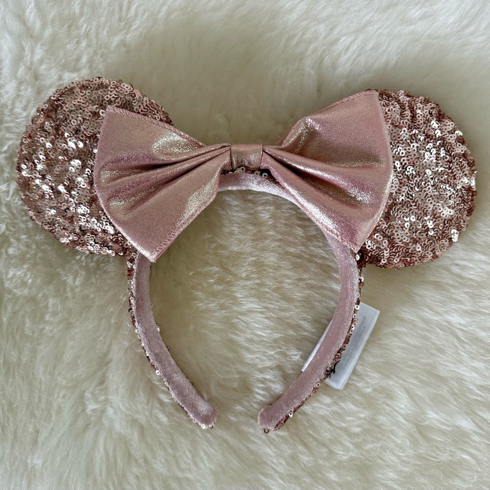 Authentic Disney Sequined Rose Gold Minnie Headband